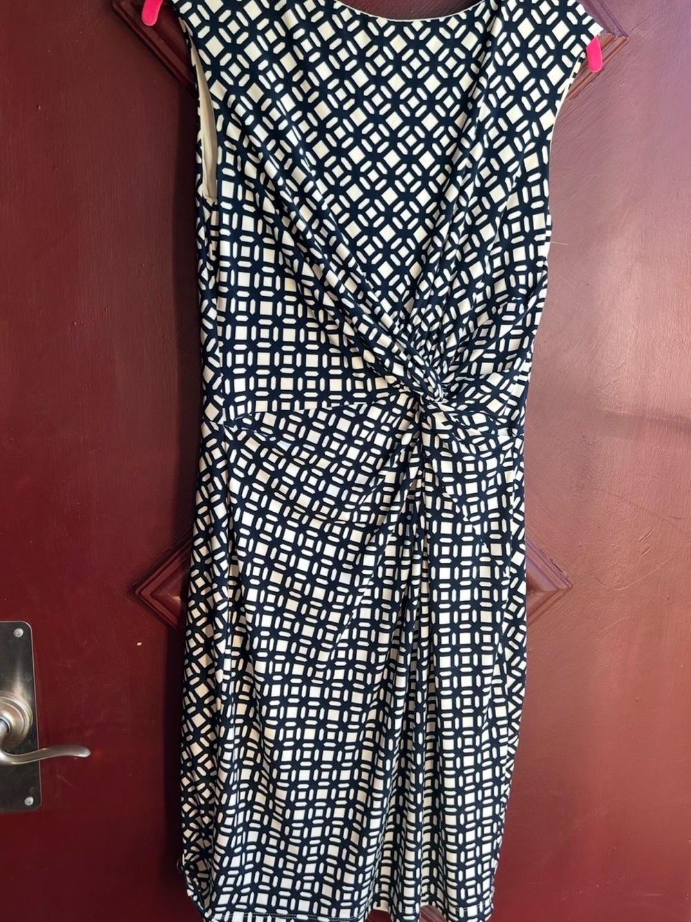 Ralph Lauren Navy and White Geometric Twist-Fron dress